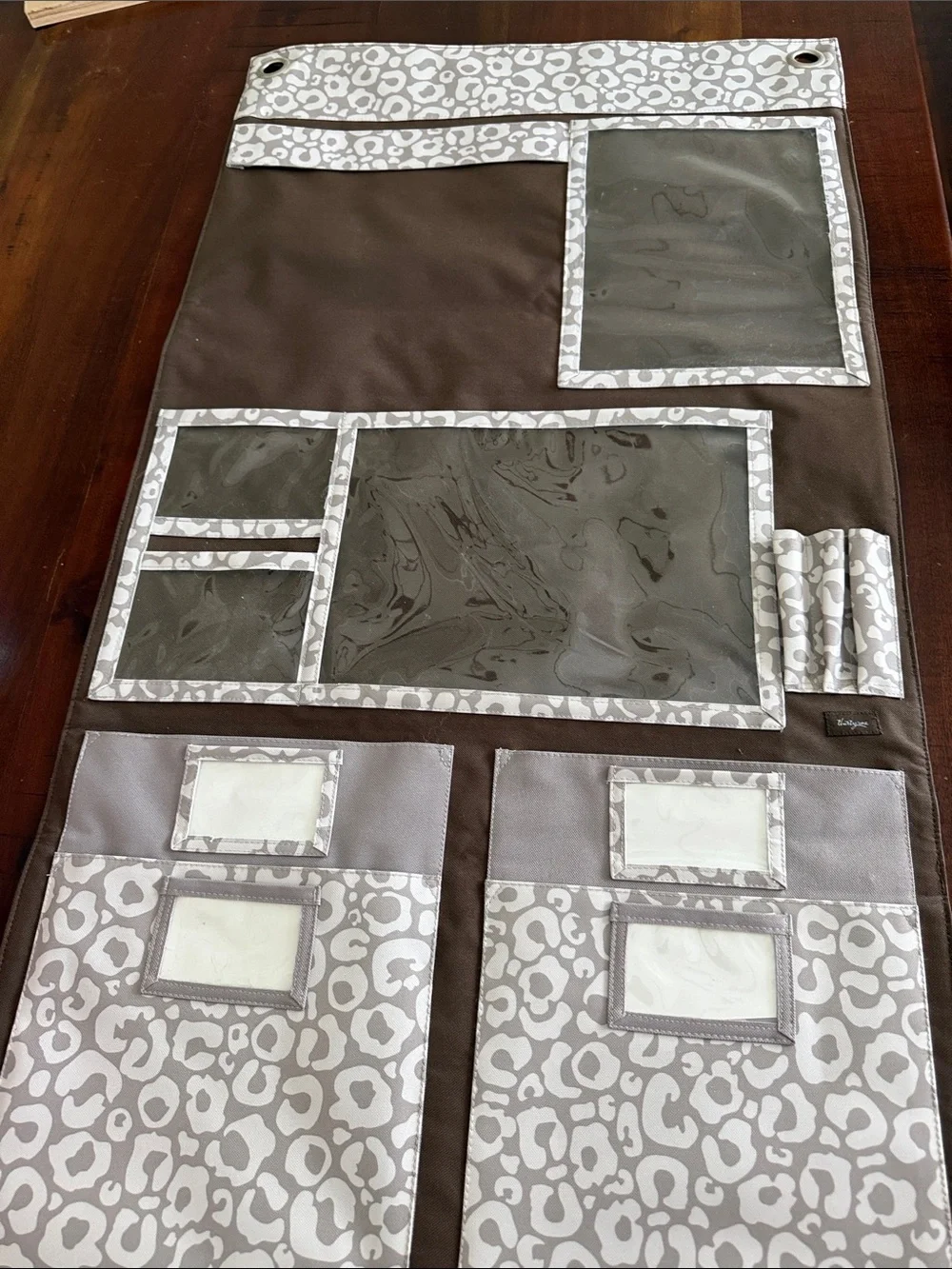 Gently used - Brand: Thirty-one Brown and Cream Leopard Print Hanging Organizer